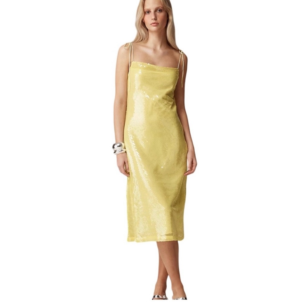 NWT Anna October X J.Crew sequin slip dress Size 2 Yellow